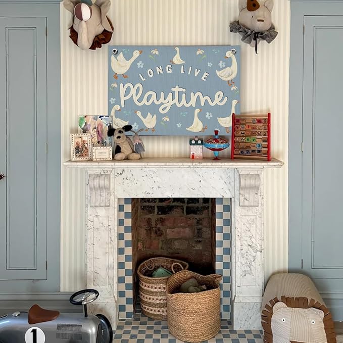 Playroom Wall Decor, Kids Toddler Boy Girls Playroom Silly Goose Decor Hanging Linen Banner,Play Room Wall Decor for Kids Boys Girls Nursery, 20x30 Inch