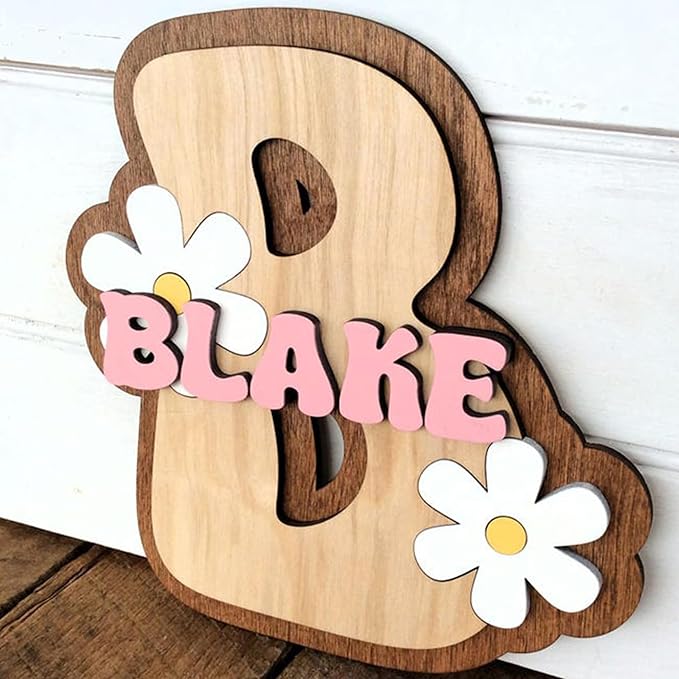 Chillever - Personalized Name Sign For Nursery, Custom Wooden Name Sign, Baby Letter Decor, Exquisite Nursery Decor and Wall Art for Girl or Boy Room, Baby Letter Room Decorations