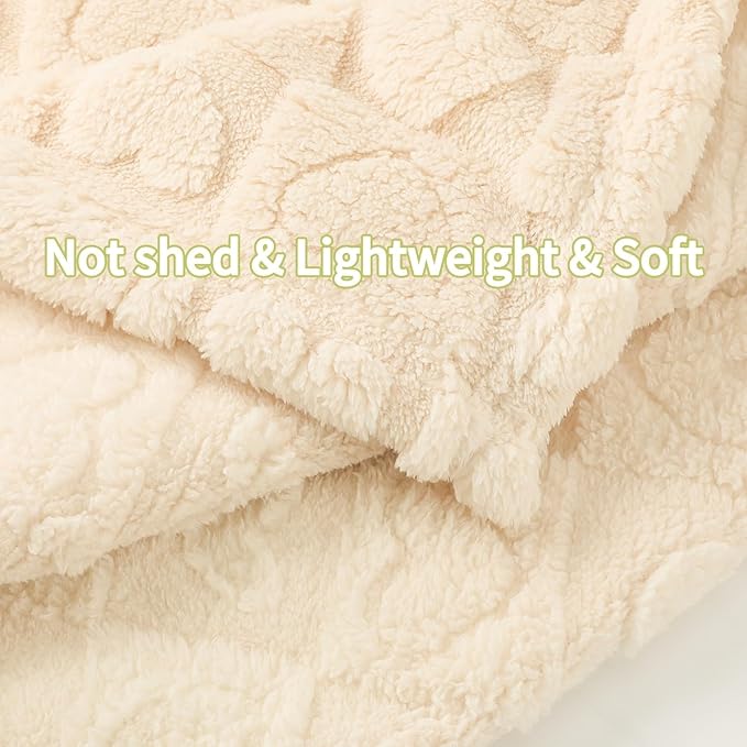 4 Pack Soft Newborn Fleece Baby Blanket for Girl, Crib Blankets with Checked Design Cute Samll Toddler Receiving Blanket for Baby Shower, 30”×40”, (Cream White)