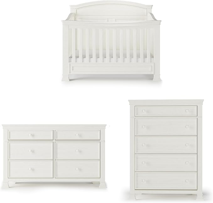 Child Craft Westgate Crib, Double Dresser, and Chest 3-Piece, Includes 4-in-1 Convertible Crib, Dresser, and Chest (Vintage Linen)
