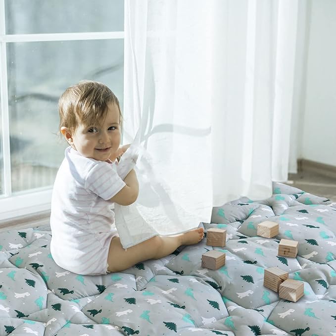 SPRINGSPIRIT Baby Play Mat, 47x47 Infant Play Mat for Playpen, Thicken Baby Mat for Floor, Non-Slip Washable Playmat for Babies, Toddlers, Grey