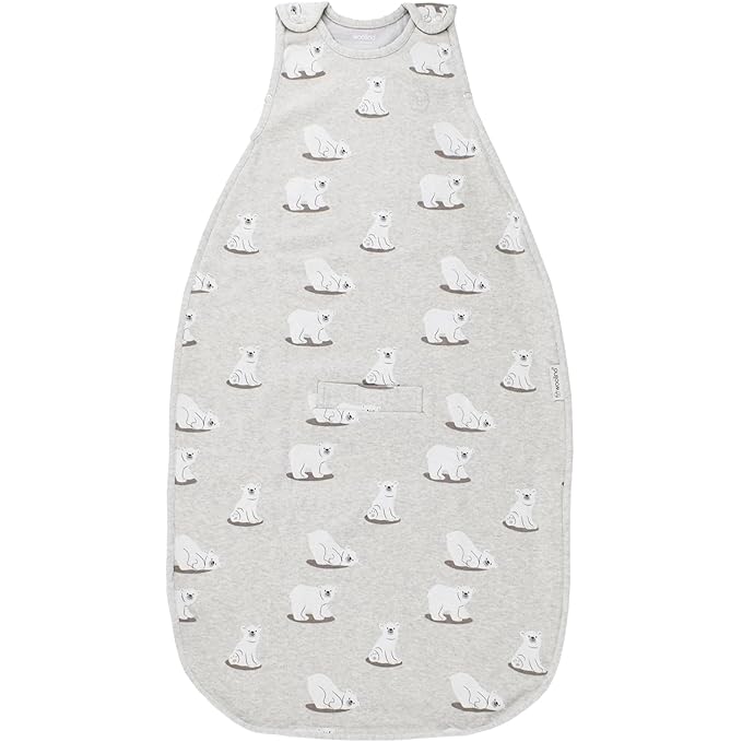 Woolino 4 Season Sleep Sack - Ultimate Merino Wool and Organic Cotton Sleeping Bag - Two-Way Zipper Adjustable Universal Size Sleep Sack for Baby (2-24 Months) - Polar Bear