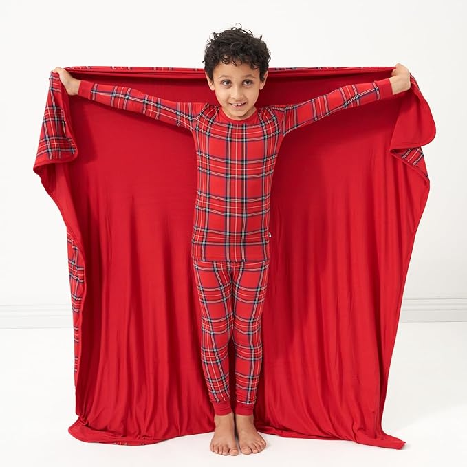 Little Sleepies Christmas Blanket, Soft Viscose from Bamboo Christmas Throw Blanket for Baby Boys & Girls, Lightweight, 50" x 50", Large (Holiday Plaid)