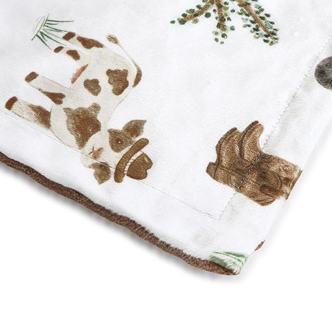 HOMRITAR Cows Baby Blankets for Boys, Super Soft Newborn Nursery Minky Blanket with Double Layer Dotted Backing, Cozy Printed Bed Throw Blanket, Farm Animals 30 x 40 Inch