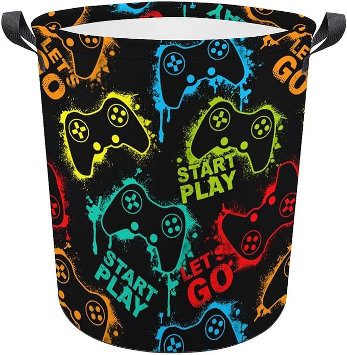 Gaming Laundry Hamper Neon Game Laundry Basket Dirty Clothes Basket Organizer Gamer Room Decor for Boys