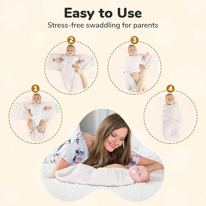 Mama Cheetah Baby Swaddle Sack, Organic Cotton Swaddle Blanket, Adjustable Swaddle Sleep Sacks, Easy Swaddles for Boy Girl 0-3 Month, Baby Essentials, 4-Pack