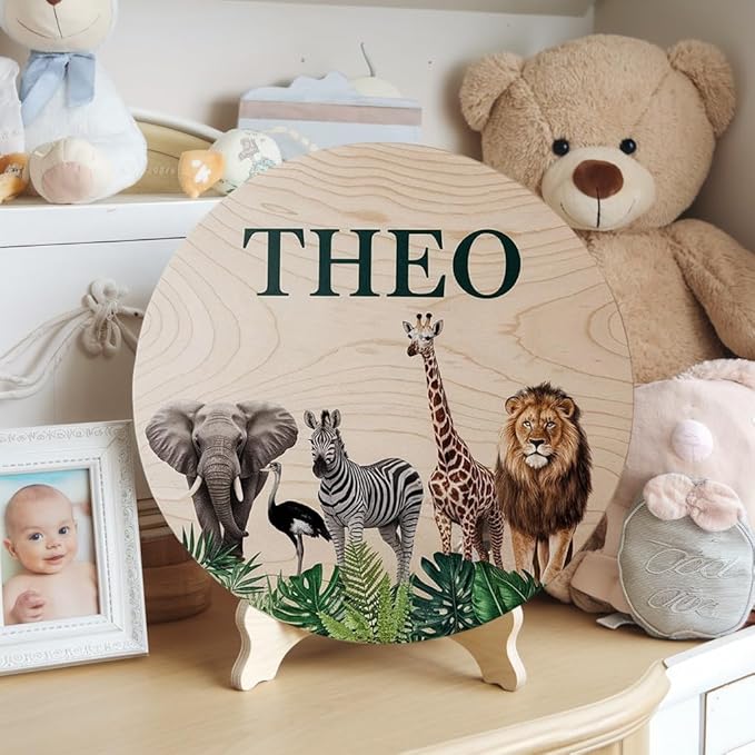 Personalized Name for Nursery Wall, Desert Animals Sign for Baby Door Decor, Newborn Gifts for Boy, Boys Nursery Wall Bedroom Decorations, Mother's Day Gifts for New Mom Dad Gift