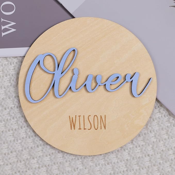 Personalized Birth Announcement Sign for Hospital, Baby Name Sign, Newborn Announcement Sign Disc (Design 02)