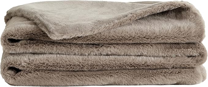 UnHide Lil’ Marsh - Faux Fur Blanket - Durable, Lightweight, Extra Soft Blanket - Machine Washable - Add a Layer of Softness to Any Bed, Couch, or Reading Chair - Taupe Ducky, Small (50" x 60")