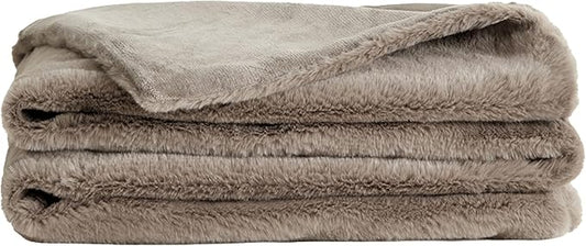 UnHide Lil’ Marsh - Faux Fur Blanket - Durable, Lightweight, Extra Soft Blanket - Machine Washable - Add a Layer of Softness to Any Bed, Couch, or Reading Chair - Taupe Ducky, Small (50" x 60")