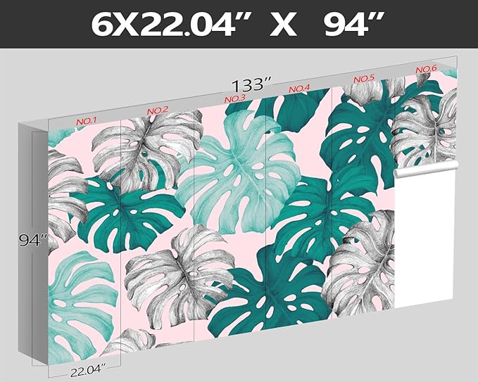 XMPMBM-Tropical Leaf Botanical backsplash Large Decorative Wallpaper Banana Leaf Plant Bedroom Bathroom Wall Mural- W 132" X H 92"（93 Square Foot）