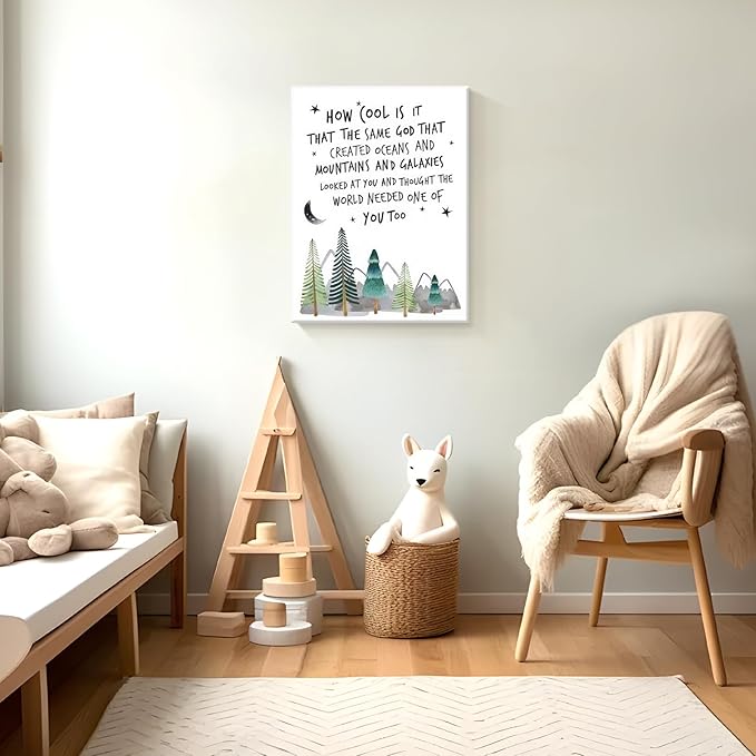 Dytila Christian Nursery Wall Art - Mountain Pictures Baby Boy Nursery Decor, Inspirational Religious Decor, Toddler Boy Room Decor, Faith Paintings, Christening Gifts for Boys 16x24 Inch
