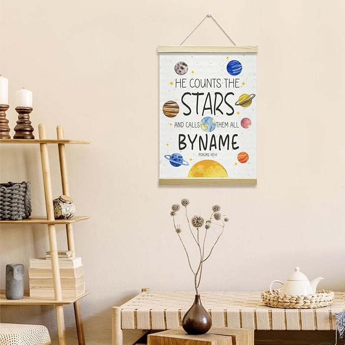 Nopoben Solar System Poster Hanger Frame, Outer Space Canvas Wall Art, Planets Wall Decoration for Kids, Classroom Nursery Kids Room Playroom Preschool Decor(12x16 Inches)-02