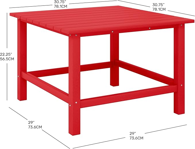 Costaelm Outdoor Kids Table, Toddler Dinner Table Baby Desk Outdoor Childrens Party Tables for Arts & Crafts, Snack Time, Multi-Activity Desk for Ages 2-8 in Classroom/Outside, Red