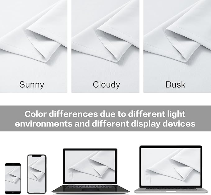 DUALIFE White Short Curtains for Small Windows Half Blackout Kitchen Cafe Curtains 45 Inch Length Summer Heat Insulated Room Divider for Bedroom Back Tab
