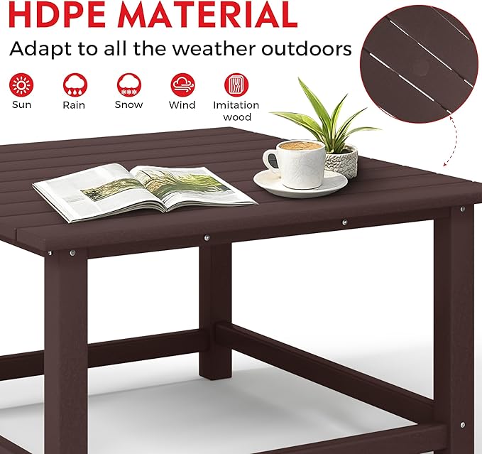 Costaelm Outdoor Kids Table, Toddler Dinner Table Baby Desk Outdoor Childrens Party Tables for Arts & Crafts, Snack Time, Multi-Activity Desk for Ages 2-8 in Classroom/Outside, Dark Brown