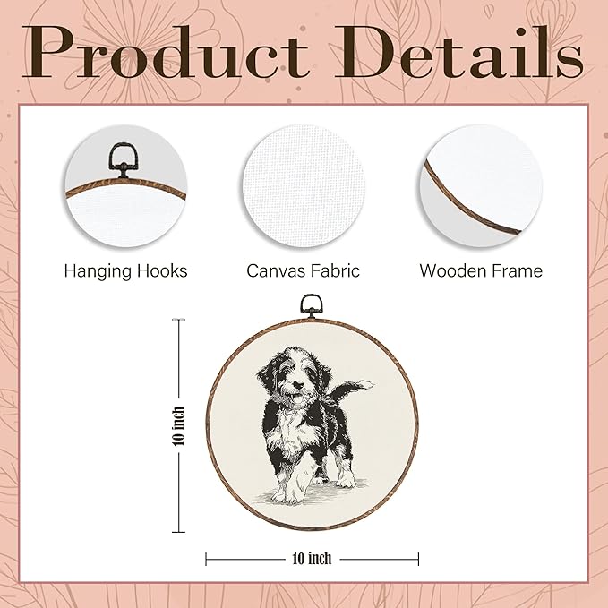Vintage Bernedoodle Round Wall Art Framed, Retro Weiner Dog Round Wall Decor, Bernedoodle Weiner Dog Gifts Hanging Canvas Print Wall Sculpture for Bedroom Living Room Decor, 10x10 Inch