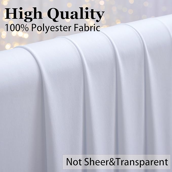 60 x 12ft Wrinkle Free White Backdrop Curtain for Wedding Parties, 12 Panels 5×12ft Long Soft Silky Polyester Photo Backdrop Drapes for Birthday Baby Shower Graduation Photography Background Cloth
