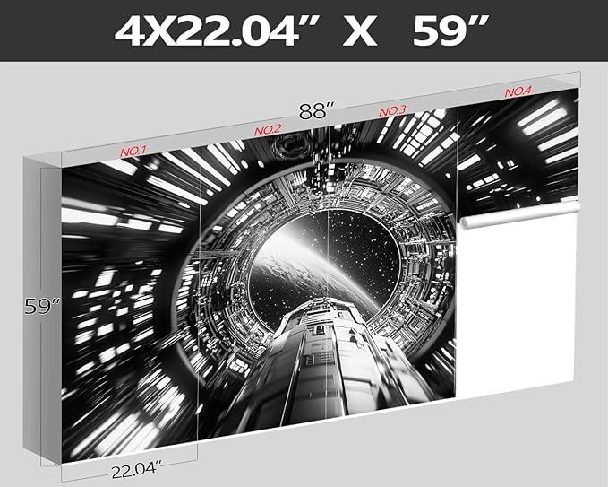 XMPMBM-Capsule Space backsplash Large Decorative Wallpaper Starship Nursery Room Boys Bedroom Bathroom Wall Mural- W 88" X H 59"（36 Square Foot）
