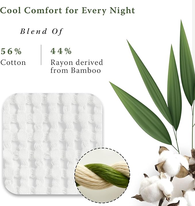 Threadmilll Cooling Blanket Twin Size Waffle Weave| Breathable, Lightweight & Ultra-Soft | Made from Rayon Derived from Bamboo | Waffle Throw for Couch and Sofa | 68 x 92 Inches | White
