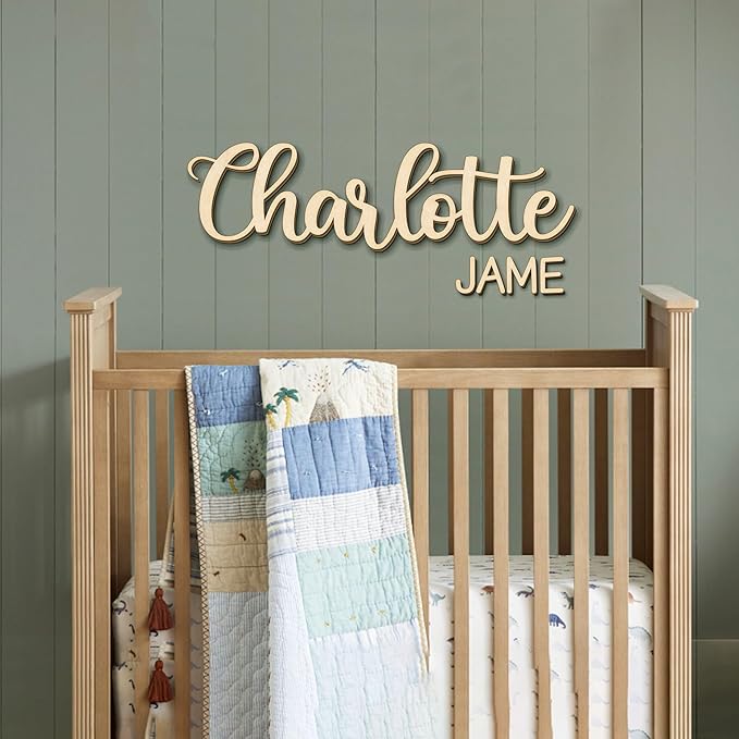 Personalized Wooden Name Sign for Nursery - Custom Name Signs for Kids Room, Personalized Nursery Name Sign - Perfect Baby Room Decoration, Wall Name Decoration & Wedding signs, Family Name Signs