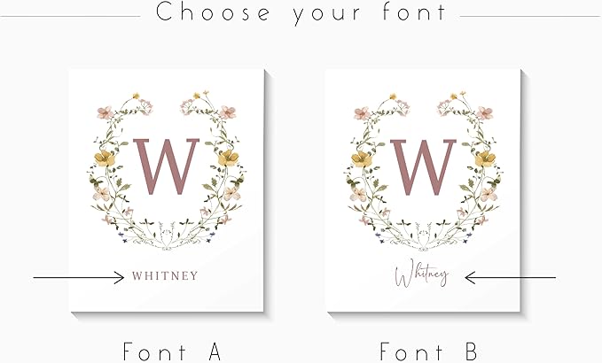 Personalized Name Flower Nursery Wall Art Prints, Crib & Nursery décor, Newborn Baby Girl Gift Present, Floral Baby Girl Room Pictures, Poster For Baby And Kids (3 Prints, Flower 3)