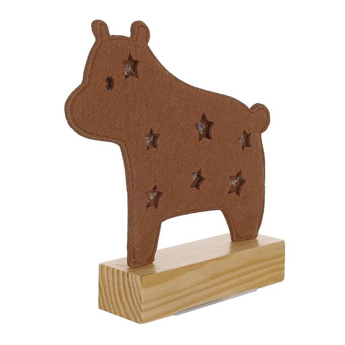Little Love by NoJo LED Lighted Nursery Décor - Adorable Brown Bear Design with Natural Wood Base