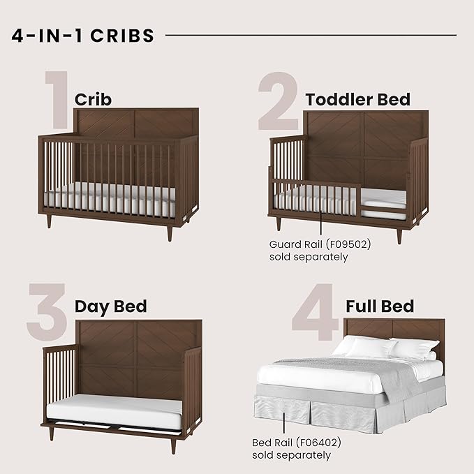 Child Craft Surrey Hill Crib, Dresser and Chest Nursery Set, 3-Piece, Includes 4-in-1 Convertible Crib, Dresser, and Chest, Grows with Your Baby (Toasted Chestnut)