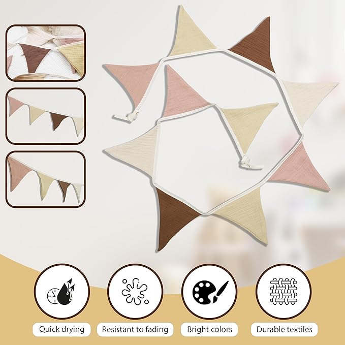 Pennant Banner Flags,Infant and toddler room decoration pennant,for Nursery Decor Baby Birthday Boho Wedding Shower Party Event (Colorful triangular flag banner92)