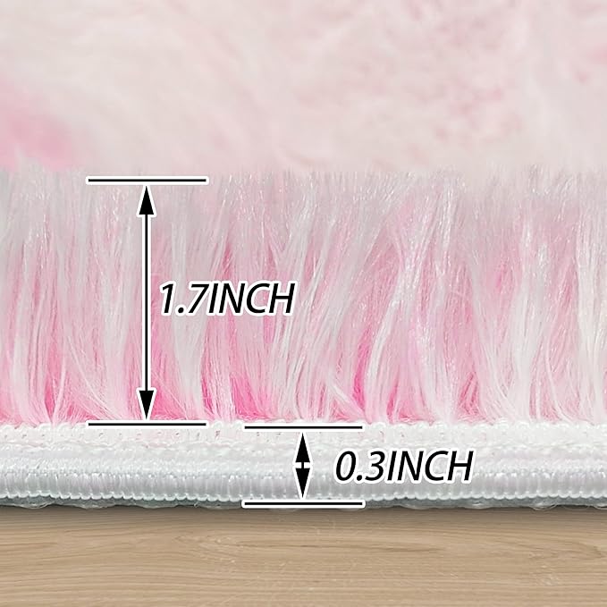 5 ft Pink Fluffy Round Rugs for Girls Bedroom,Plush Circle Area Rugs for Living Room Cute Shaggy Circular Carpet Furry for Dorms Nursery Rooms Kids Unicorn Room Decor Aesthetic Baby Play Mat