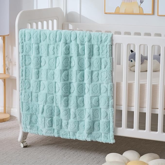 4 Pcs Baby Blankets for Boys Soft Toddler Small Blanket for Daycare, Fleece Kid Mini Blanket for Crib Baby Shower, 30 X 40, Blue Green White Grey