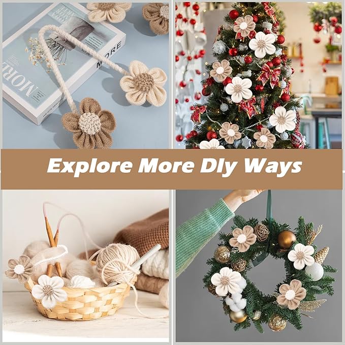 SRG Rope Curtain Tiebacks 2 Pack | Sunflower Curtain Tieback Boho | Simple Elegant DIY Curtain Holdbacks | Accessories Wall Decoration for Home Office | Cream&Khaki