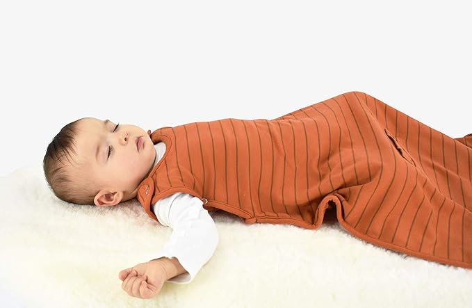Woolino Merino Wool & Organic Cotton Baby Sleep Sack 2-24 Months – Ultimate 4-Season Baby Sleeping Bag, Universal Size Wearable Blanket, 2-Way Zipper & Adjustable Fit, Year-Round Use - Rust
