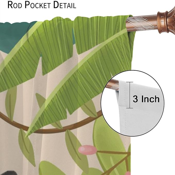 Animals Curtains Colorful Forest Cartoon Cute Zebra Tiger Elephant for Kids Boys Girls Nursery Bedroom Living Room Blackout Rod Pocket Decoration Window Drapes 2 Panels W21xL63in
