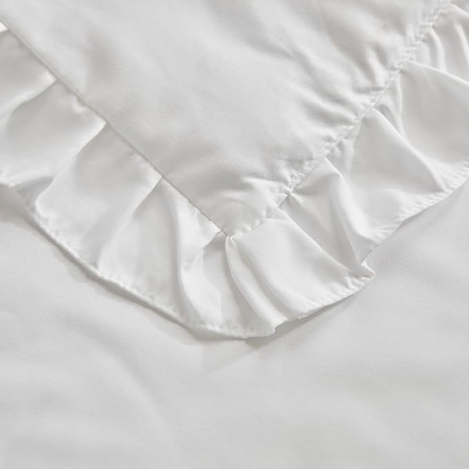 Ruffled Toddler Blanket Ruffle Comforter for Baby Toddler Girls, Soft Cozy Cute Quilted Blanket Breathable Microfiber Comfortable Down Alternative Small Size Quilt with Ruffle - 43"x 60" White