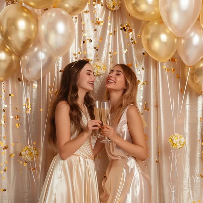10x10ft Champagne Photo Curtains Backdrops Wrinkle Free Champagne Photo Curtains Backdrop Wedding Curtain Photo Backdrop for Parties Bridal Shower Birthday Photos Photography YUNBSDJ061