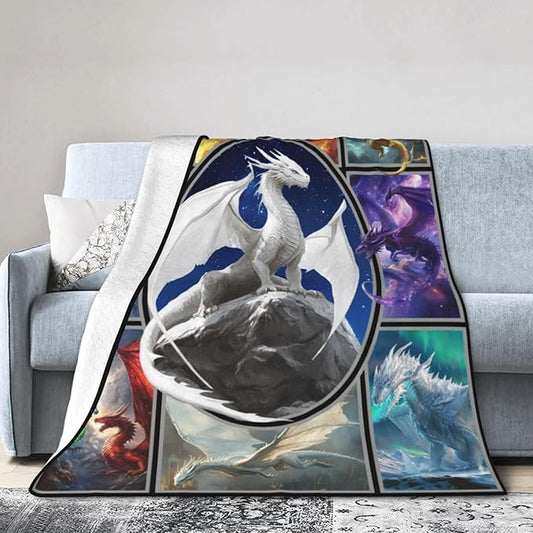 Dragon Blanket Dragon Decor Throw Blanket Super Soft Flannel Lightweight Fluffy Plush Cozy Fuzzy Fleece Gifts Blanket for Kids Boys Girls Women Adults for Bed Sofa 50"X60"