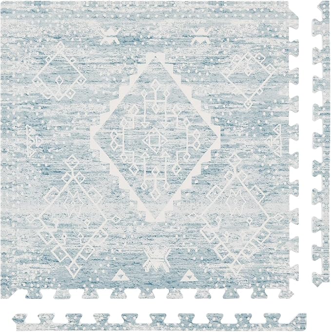 House of Noa Baby Play Mat – 4x8 Indigo Ula – Set of 8 Tiles – Cushioned EVA Foam Play Mat for Floor, Soft Interlocking Baby Crawling Mats for Hard Floors