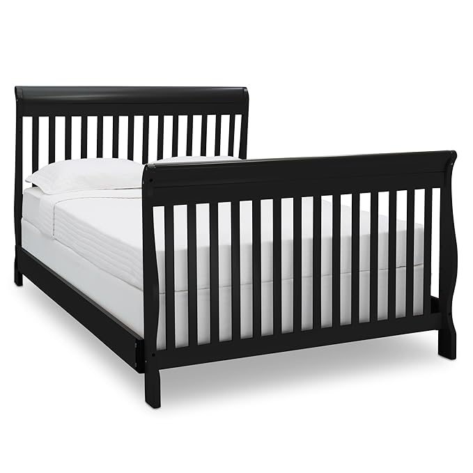 Delta Children Canton 4-in-1 Convertible Crib - Easy to Assemble, Ebony Black