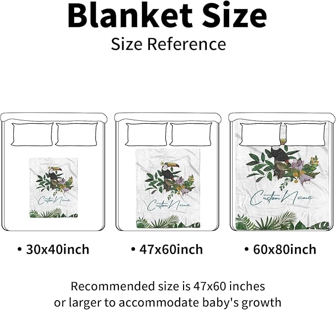 Personalized Baby Blanket with Name – Toucan Pattern Soft Receiving Blanket for Newborn Boys, Custom, Hunting Theme Nursery Decor for Toddlers