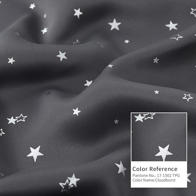 BGment Kids Blackout Curtains for Bedroom, Rod Pocket Room Darkening Curtains Decoration Thermal Insulation Window Drapes for Nursery, Children Room, 2 Panels, Each 52 x 63 Inch, Grey