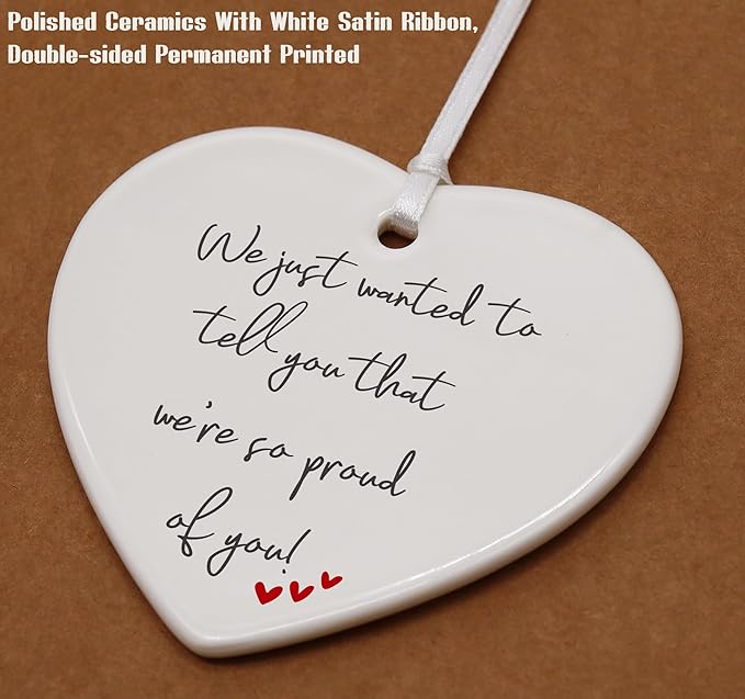 Heart Shaped Christmas Ornament-Inspirational Quotes Gift-Affirmation Reminder Positive Motivational Encouragement Gift-So Proud of You Birthday Graduation Present with Box