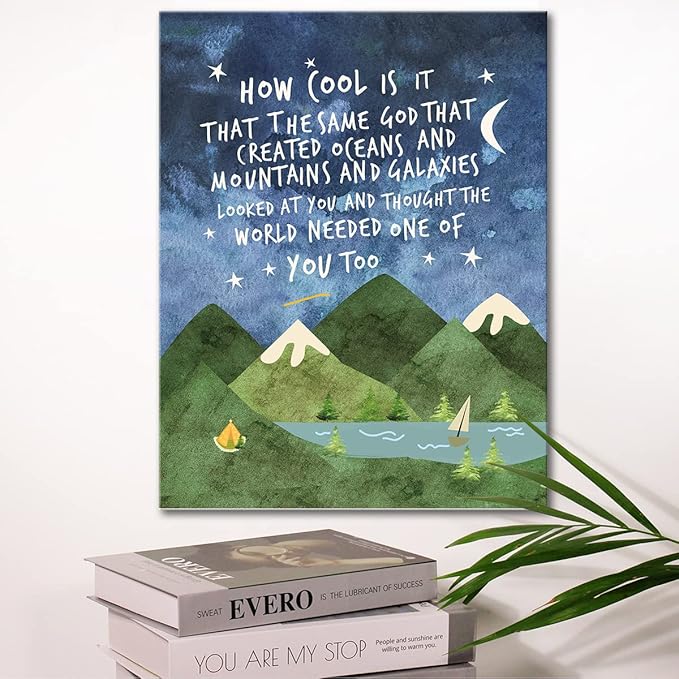 Same God Creation Wall Art,Mountain Wall Art for Nursery Toddler Boy Room Decor,Inspirational Wall Decor Christian Kids Canvas Framed Poster Print,Adoption Gifts First Communion Gifts for Boys