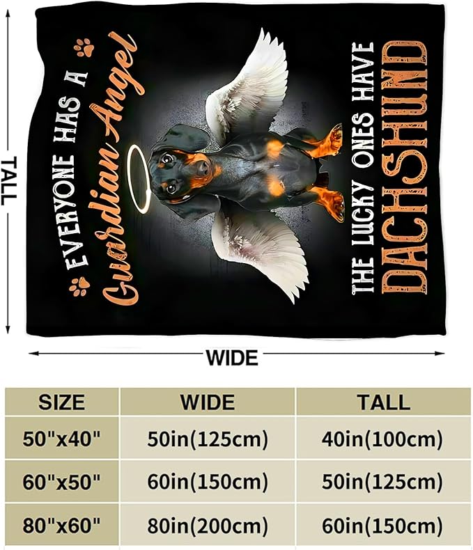 Dachshund Gifts and Decor - Cute Dog Throw Blanket for Girls, Women, Kids, Adults - Soft, Warm, Cozy Fleece Blanket for Couch, Sofa, Bed - 60"x50"