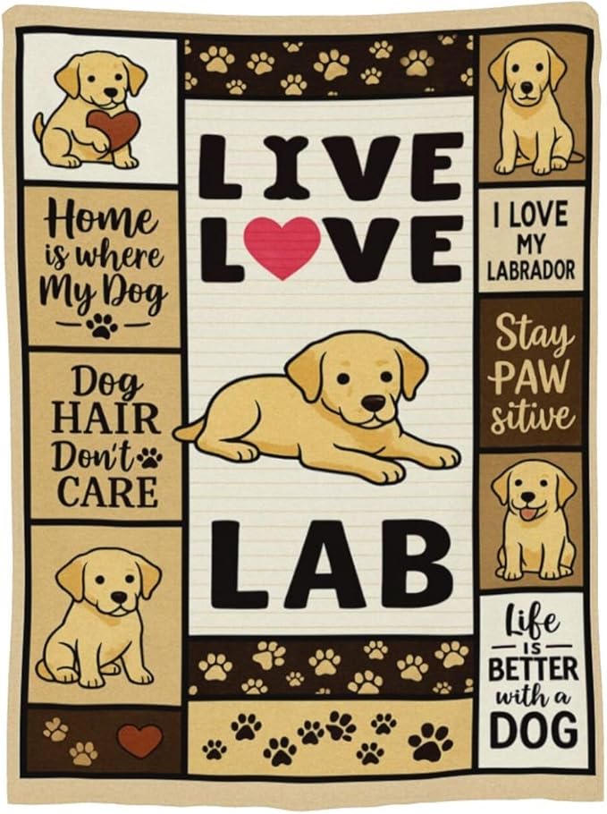 Labrador Retriever Blanket Cute Dog Throw Blanket Love Lab Puppy Soft Cozy Fleece Fuzzy Stuffed Plush Flannel Animal Gifts for Girls Women Boys Kids Adults 40''x50''