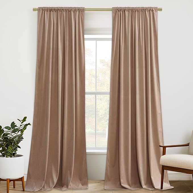StangH Extra Long Curtains 120 inches, Blush Beige Room Darkening Window Covering for Living Room/Dining Room/Laundry, Nursery Girls Bedroom Decors, W52 x L120, 2 Panels