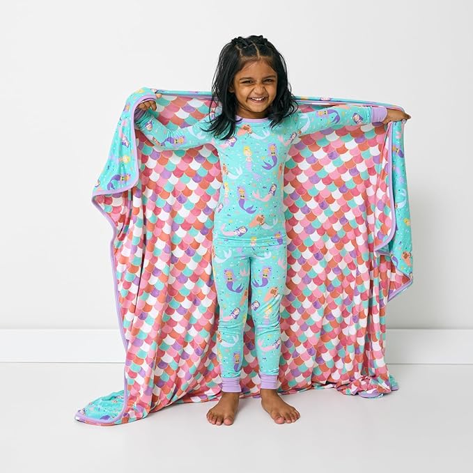 Little Sleepies Cloud Blanket, Soft Viscose from Bamboo Toddler & Baby Blanket for Boys & Girls, Lightweight, Perfect for Hot Sleepers, 50" x 50", Large (Mermaid Magic)