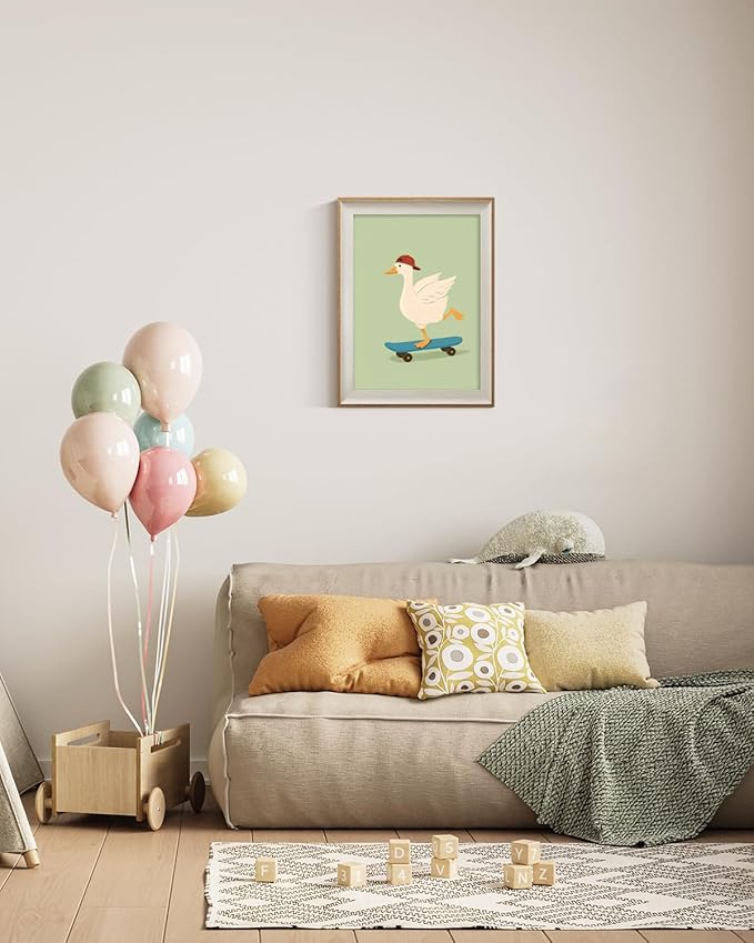 ARPEOTCY Framed Canvas Wall Art, Skater Goose