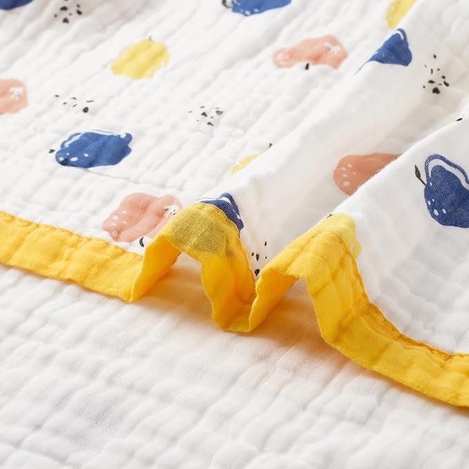 Muslin Baby Blankets, Nursery Blankets for Boys Girls, Swaddle Blankets Neutral Soft Lightweight Toddler and Kids Throw Blankets (Fruit)