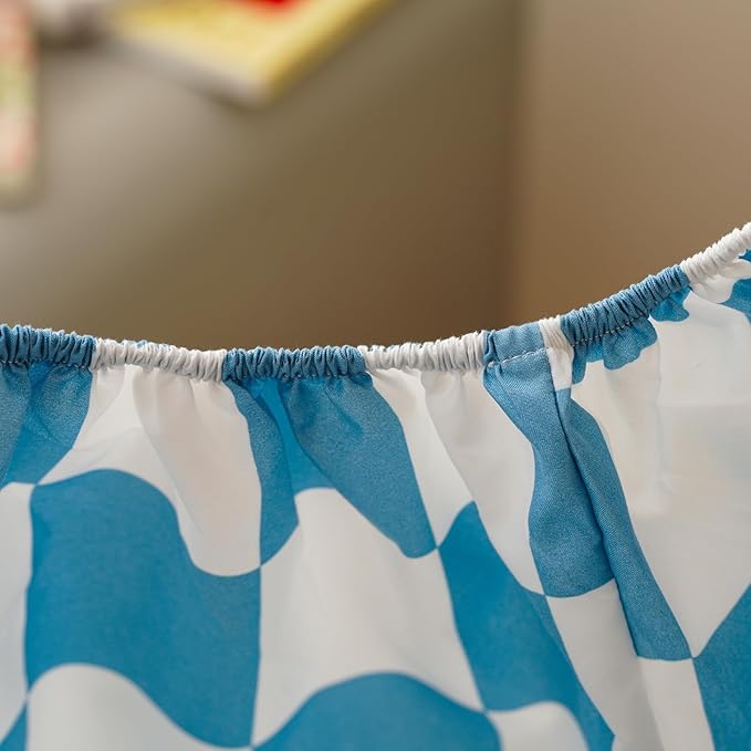 KAREVER Grid Toddler Bedding Set Blue White Checkered 4 Pieces Crib Bed Set Kids Pliad Comforter Set